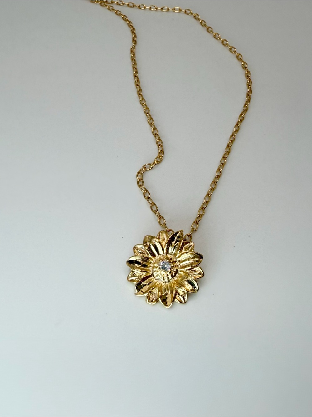Gold Sunflower Charm Necklace - Classic Floral Pendant - Picture 5 of 6